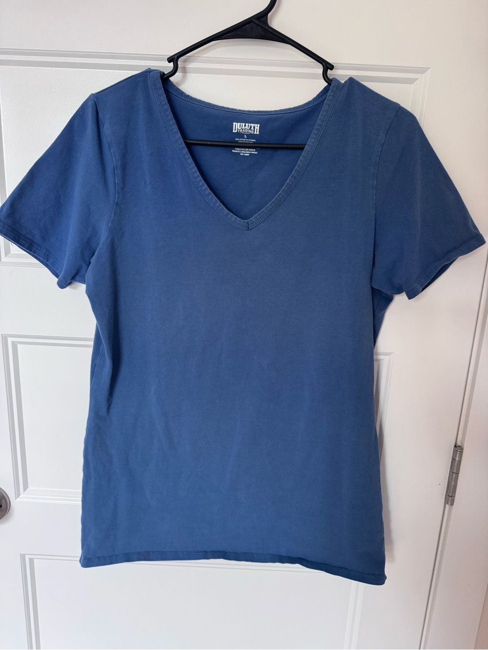 Duluth Trading Co Women's V-Neck Short Sleeve Tee in Slate Blue